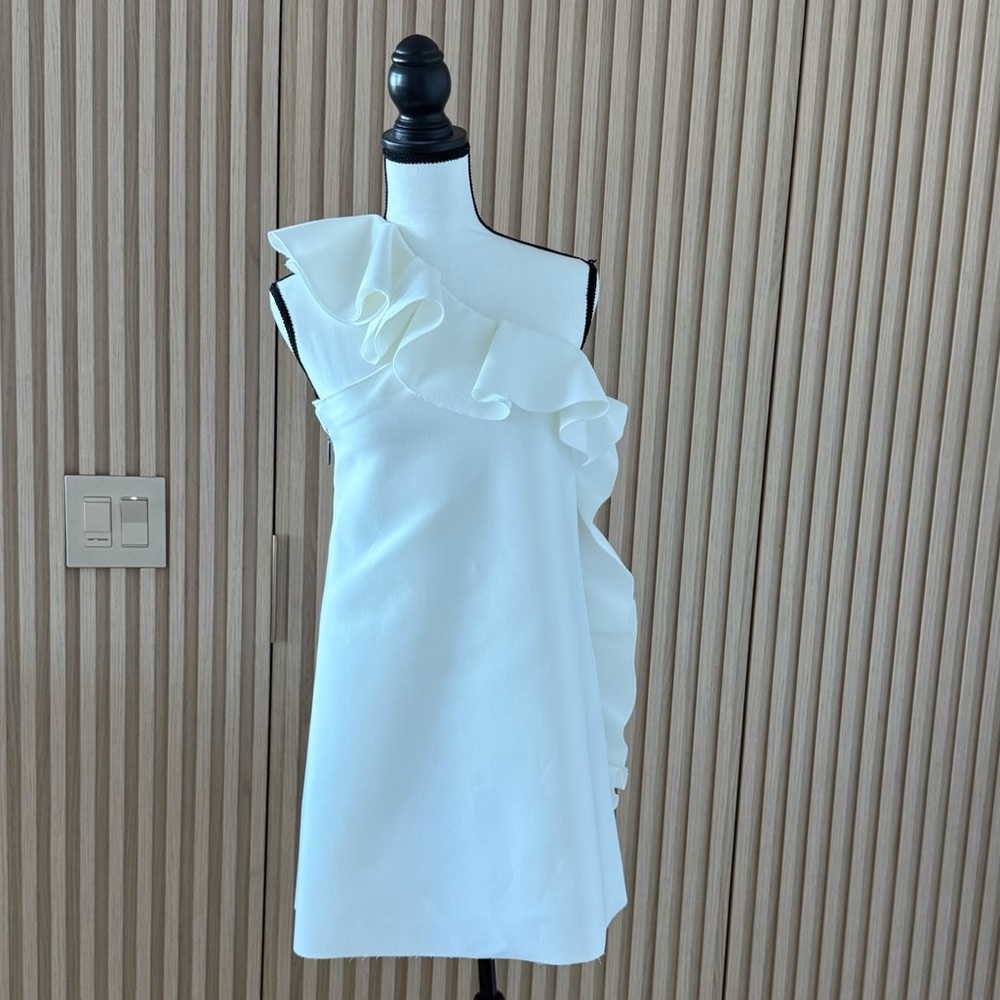 MSGM Ruffle-Trim Asymmetric Minidress